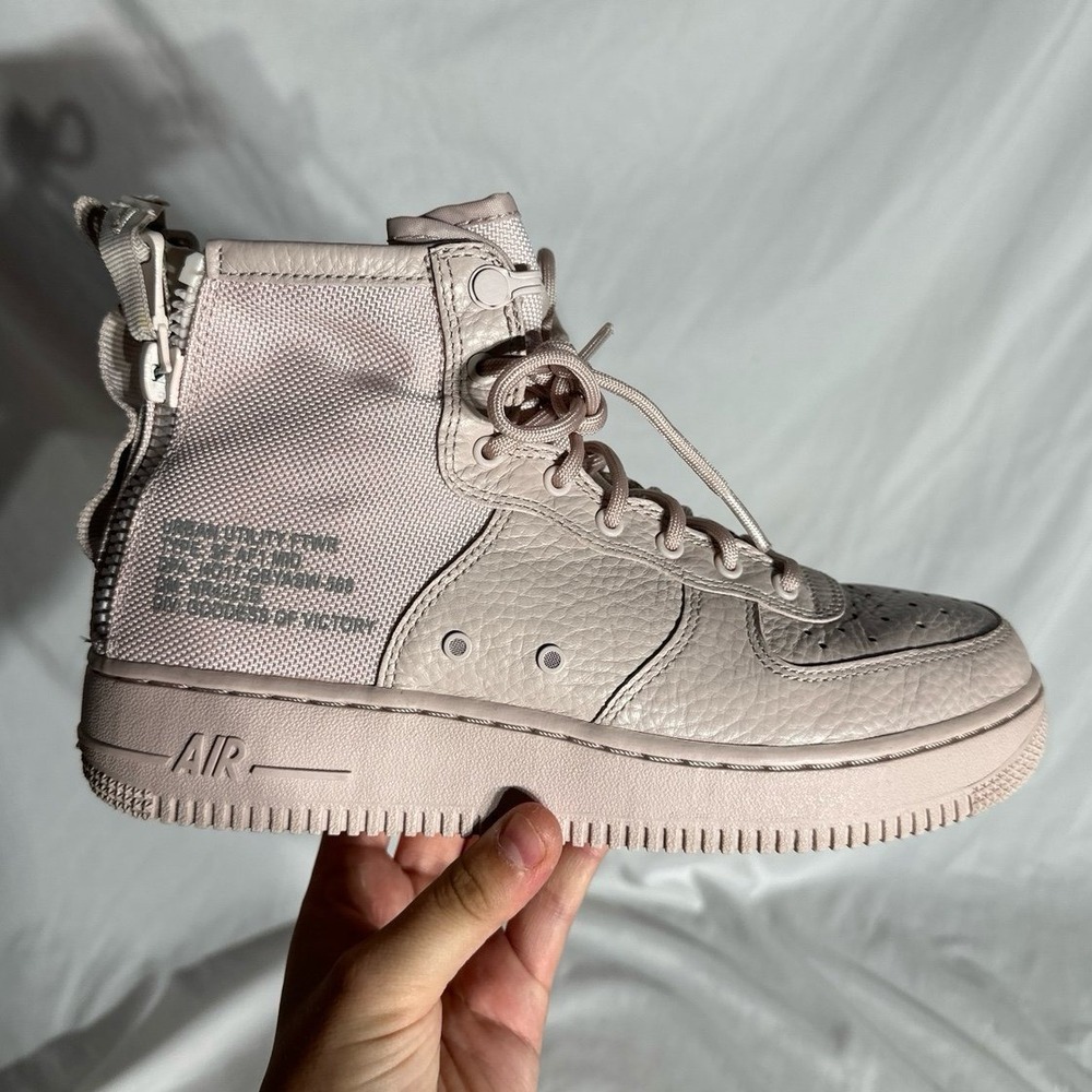 Nike Air Force 1 Mid Slit Stone Beige - Woman's 8 - Good Like New Condition - Picture 5 of 7